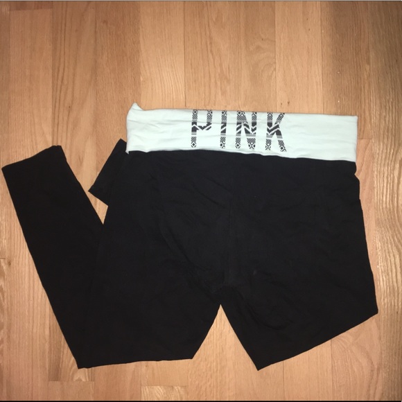 PINK Victoria's Secret Pants - Victoria Secret Yoga Leggings with pale blue waist
